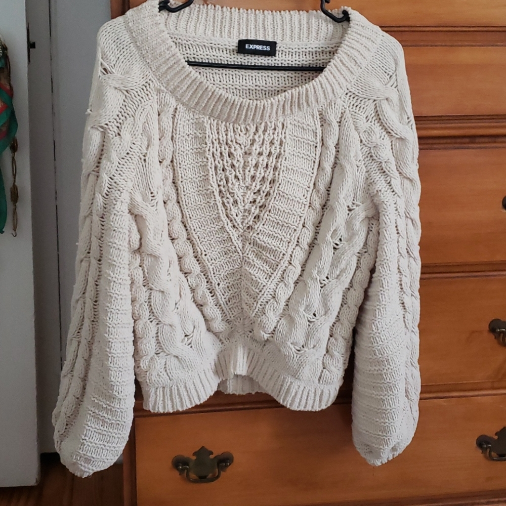 Vintage Express Cream Knit Sweater S